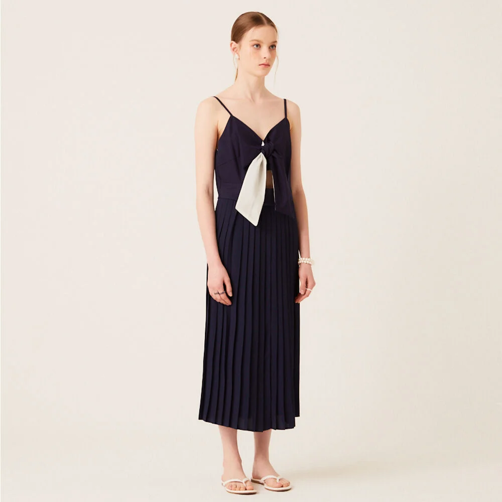 RIBBON POINT SLIP DRESS (NAVY)