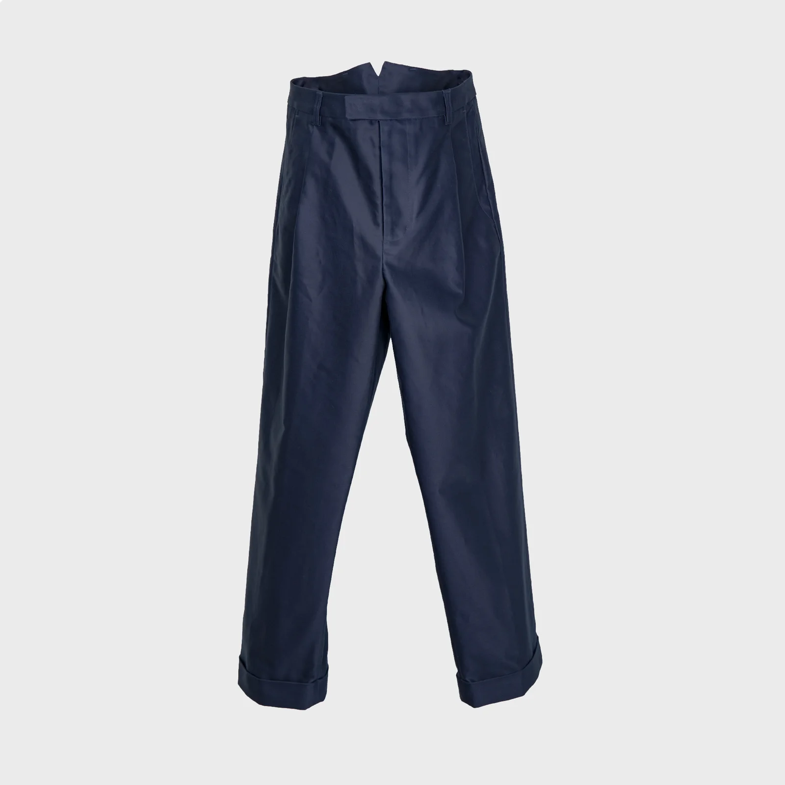 GIZA COTTON MOLESKIN TUCKED TROUSERS_NAVY