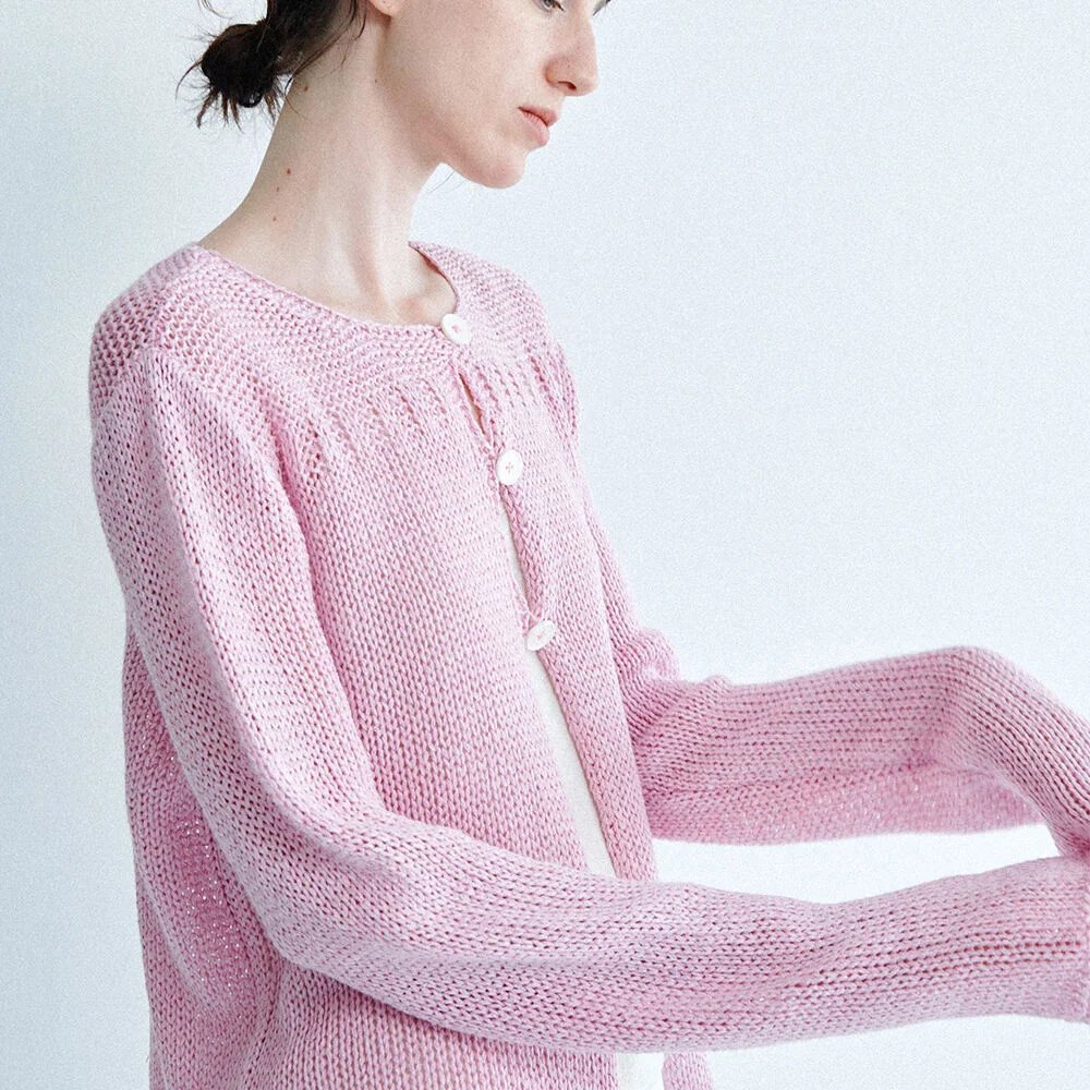Muriel Net Knit Cardigan (Pink)