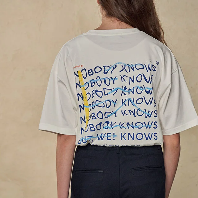 UNISEX LE Wave Hand Write T-shirts_White