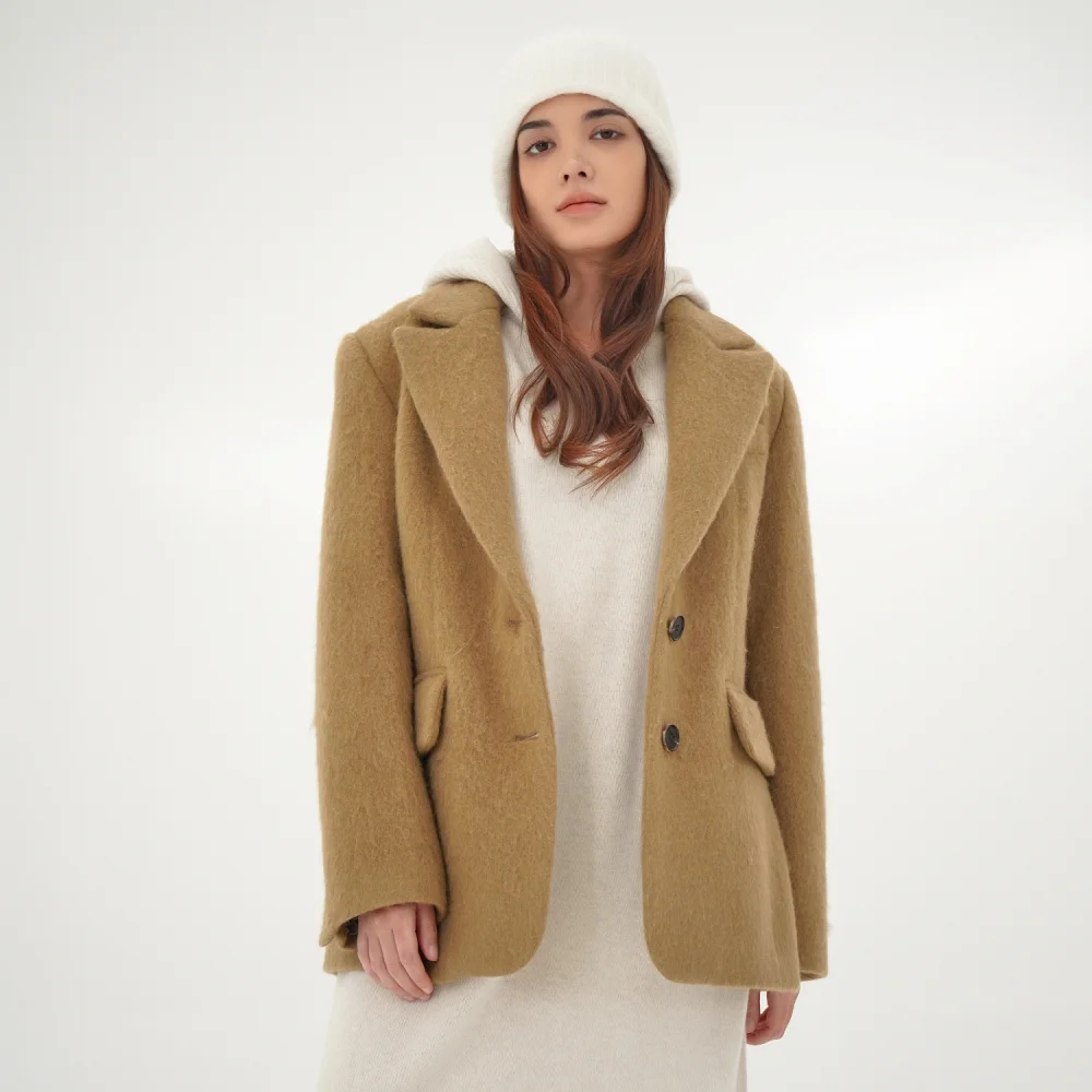Alpaca Fur Jacket Coat _Beige