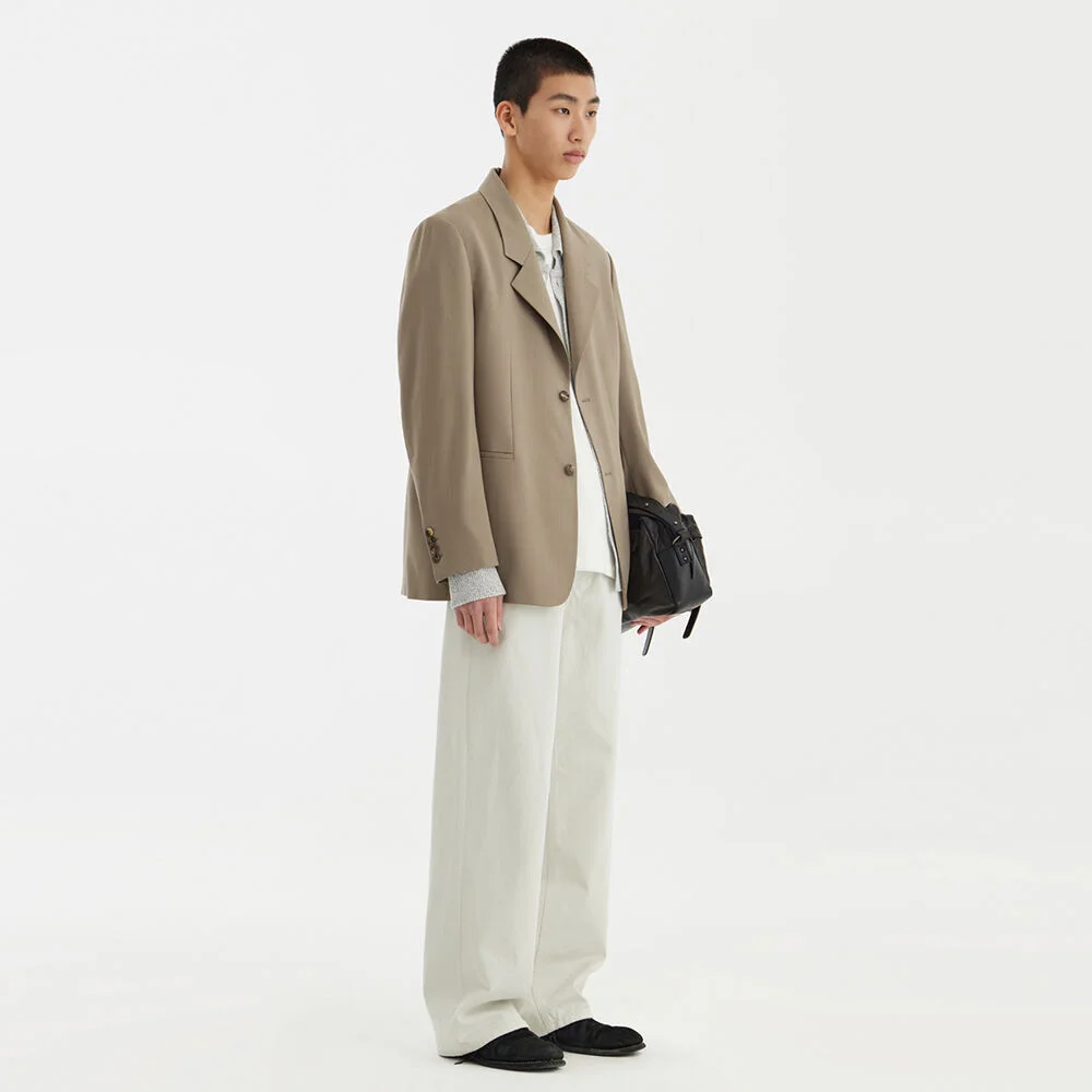 Notched Collar Jacket - Beige