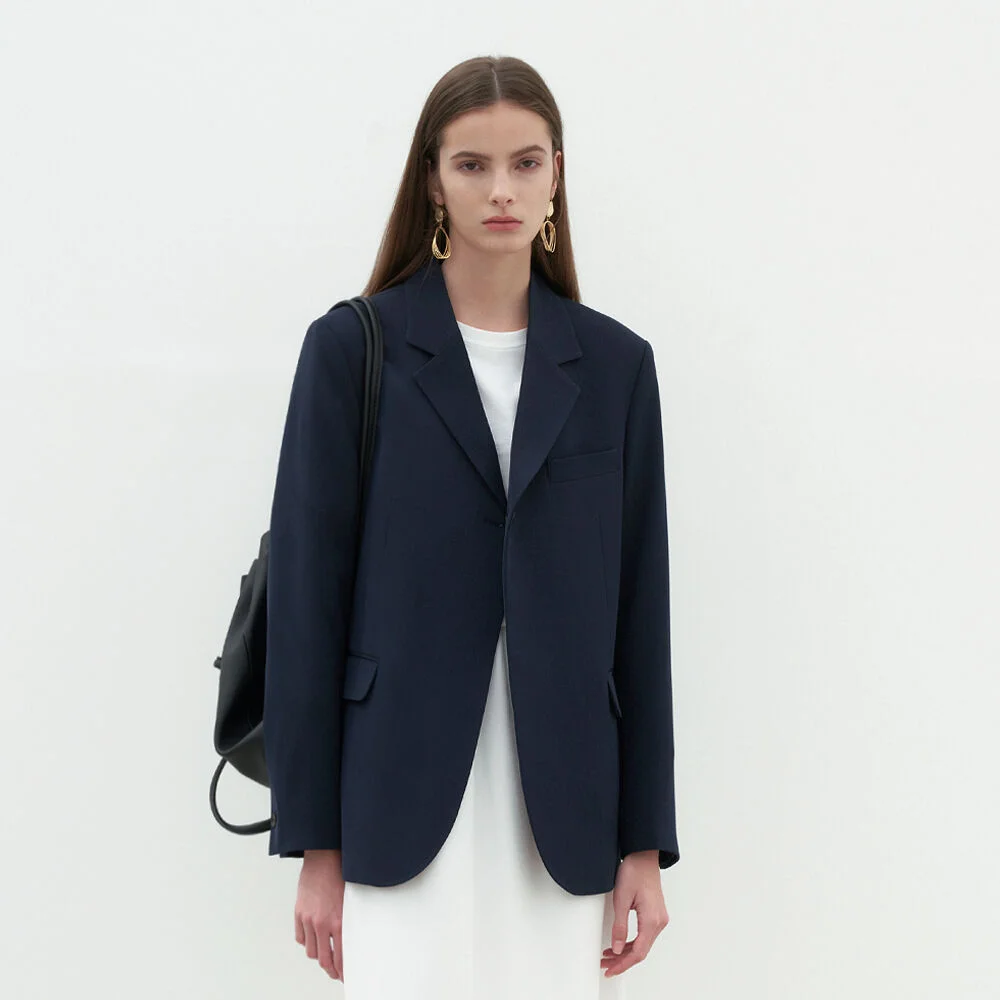 THICK ONE BUTTON JACKET_NAVY