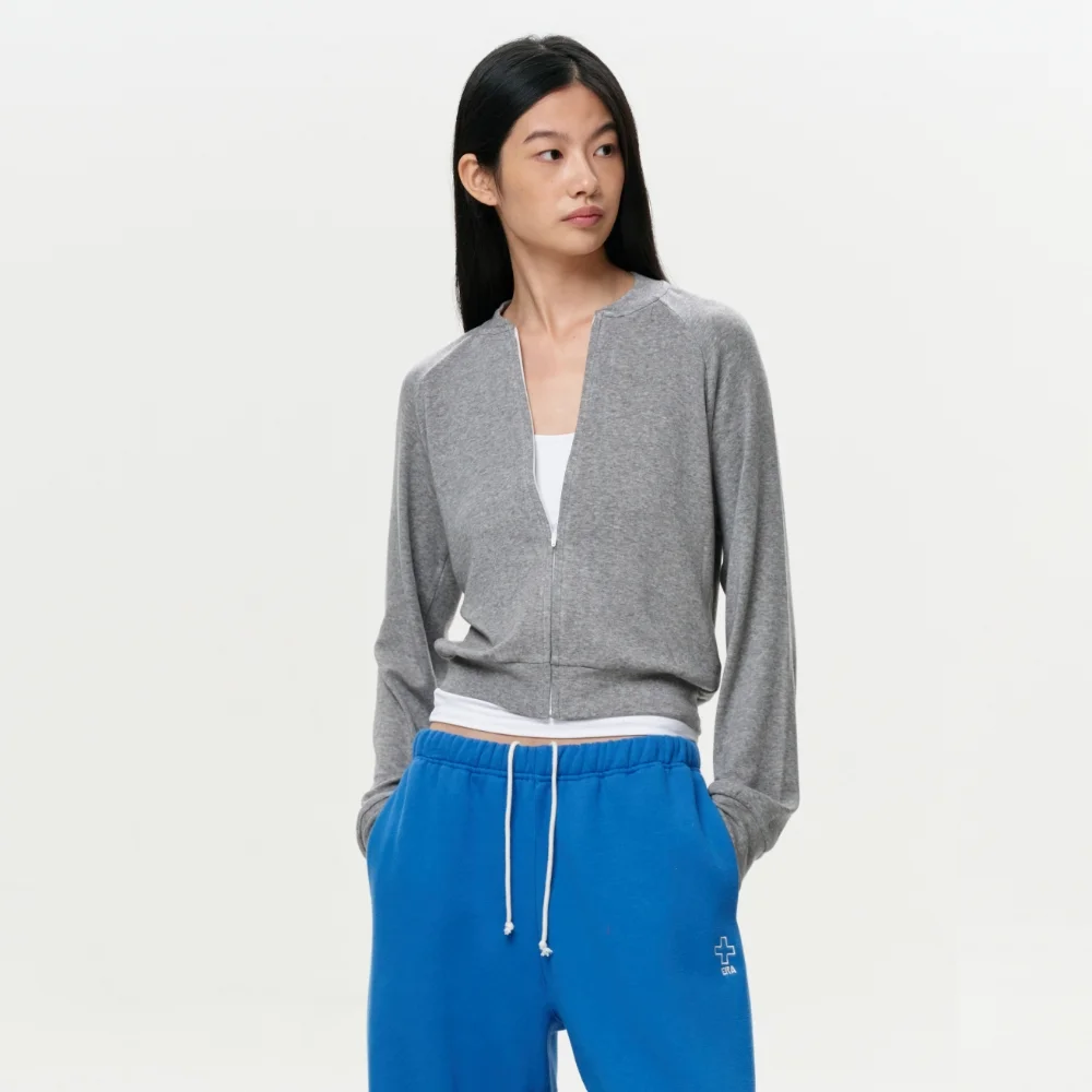 WOMEN ERA RAGLAN JERSEY ZIP-UP - CLOUD