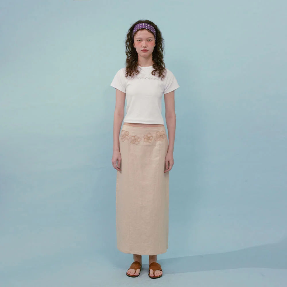 Shiny Flower Skirt (Beige)