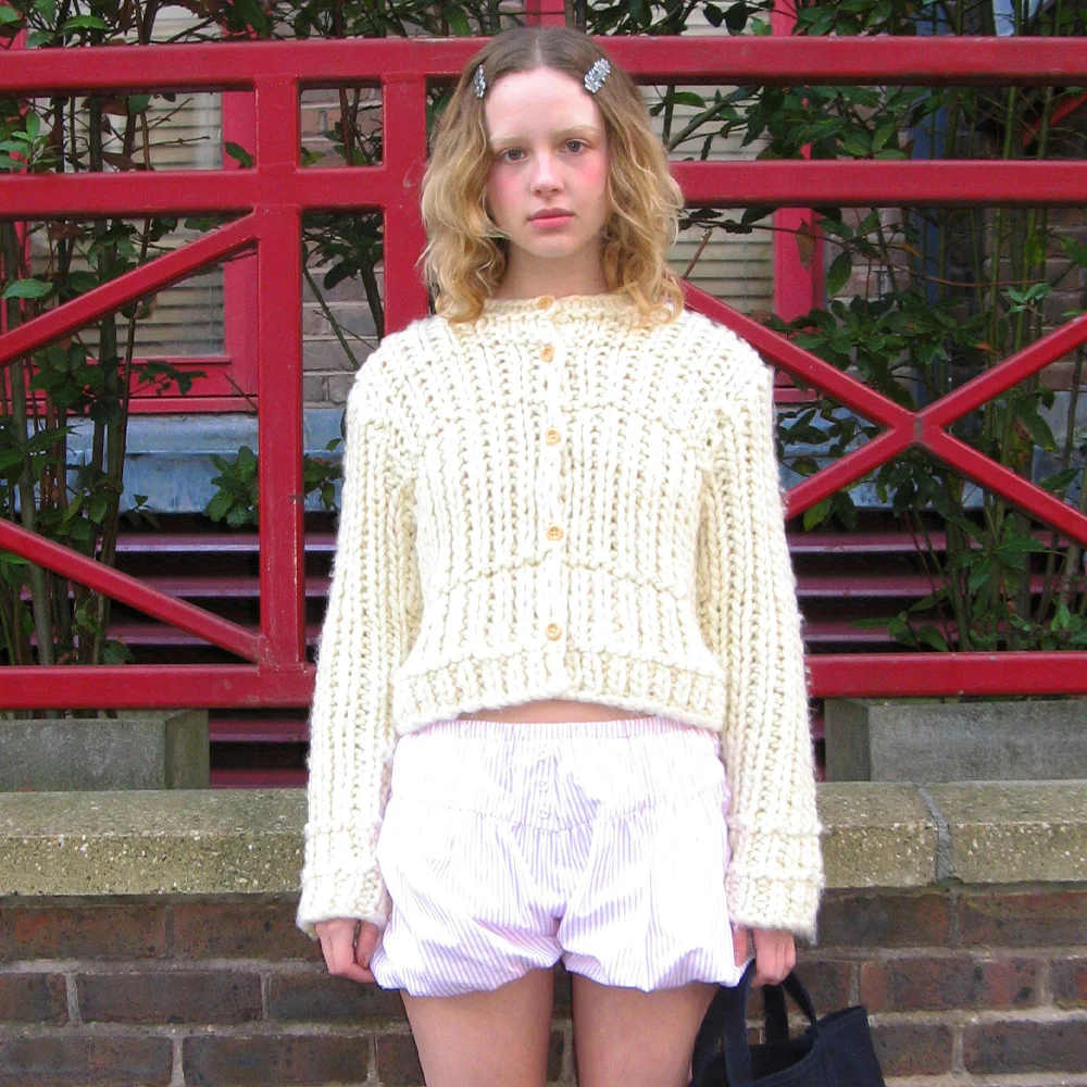 Hand Made Short Cardigan (Ivory)