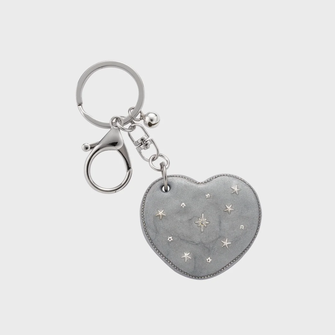 heart dia mirror key ring-silver