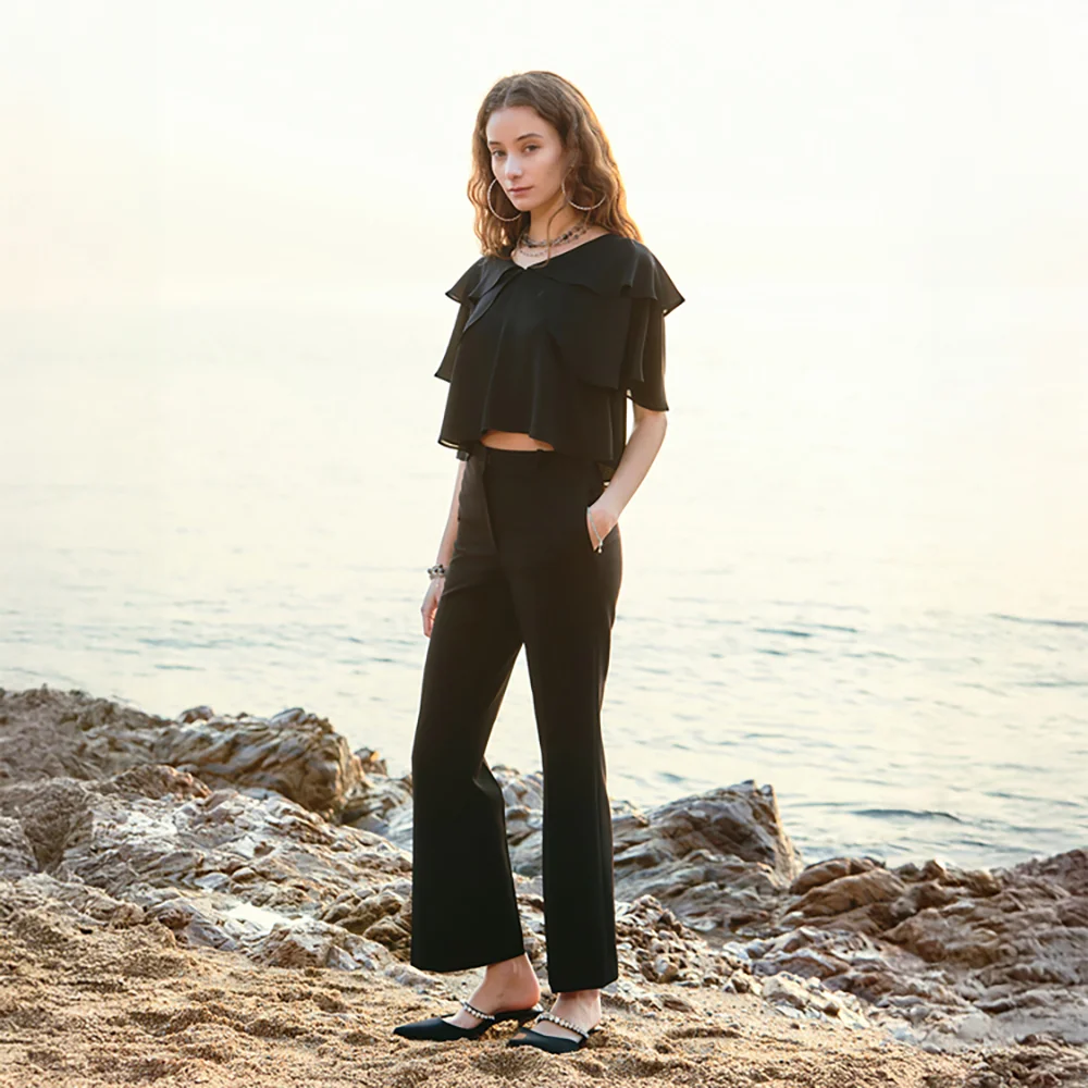 Flared trousers_Black