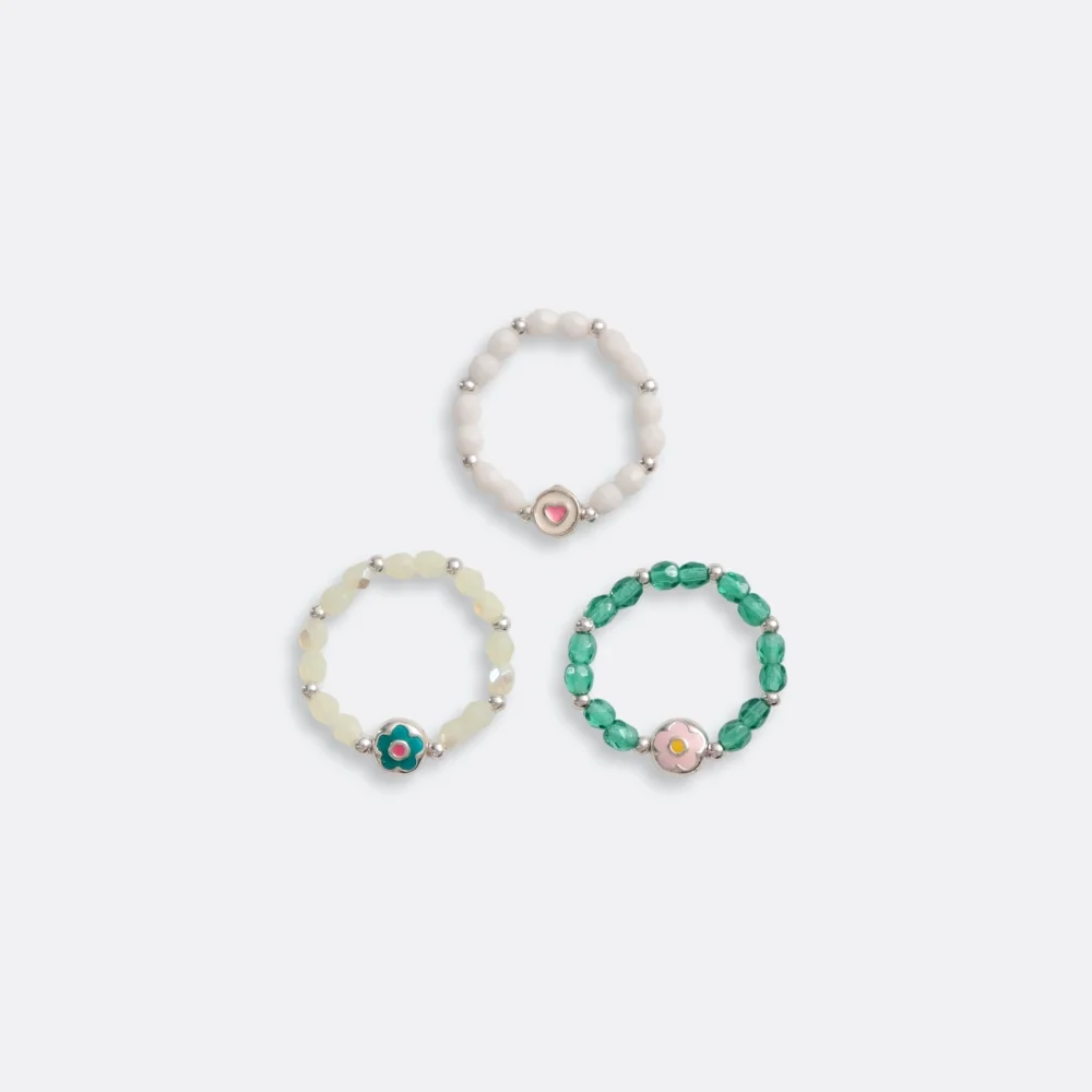 Heart, Flower silver charm silverball beads Ring 925銀色 心形 花卉 吊飾 銀珠 鬆緊帶 串珠 戒指