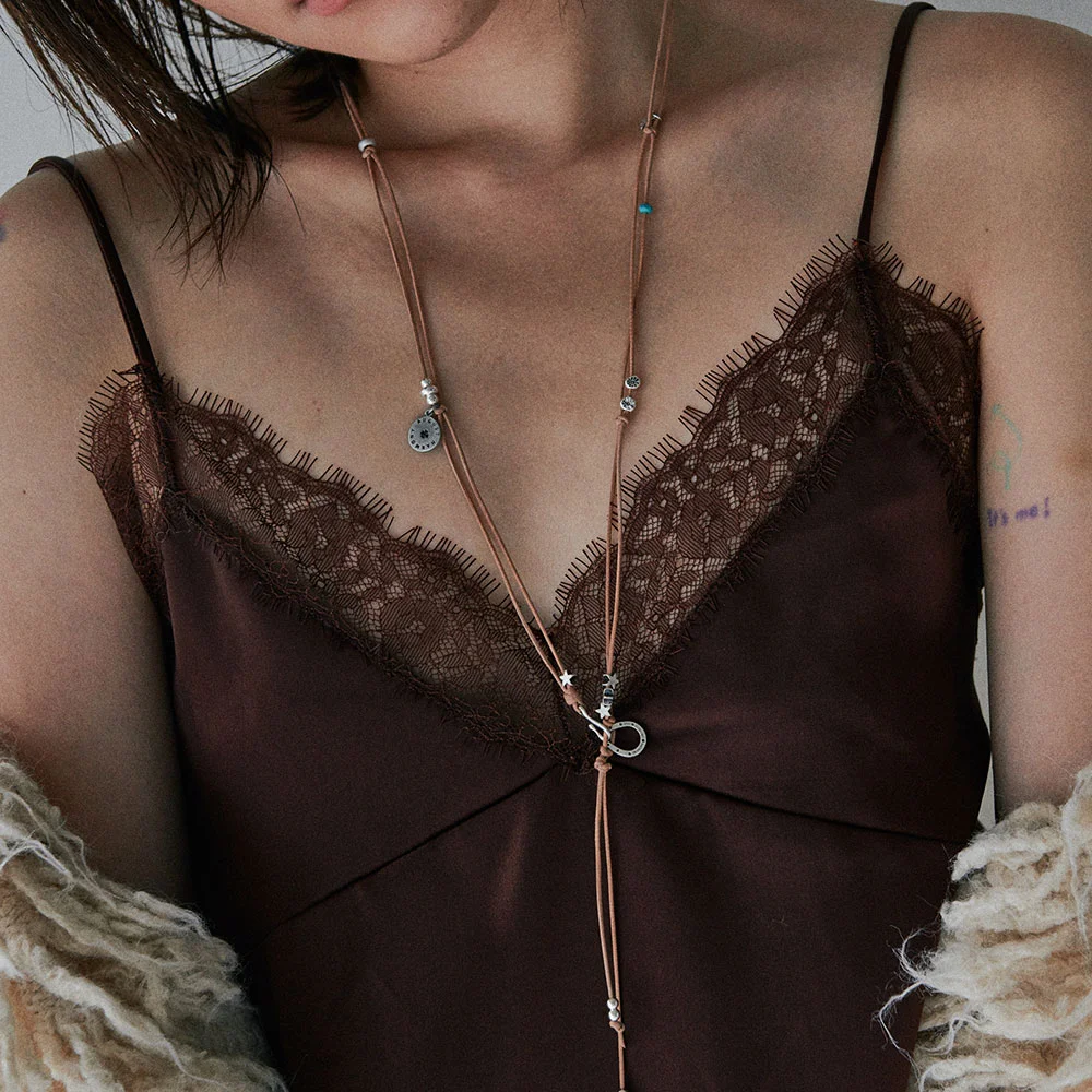 Vegetable leather string knot Necklace