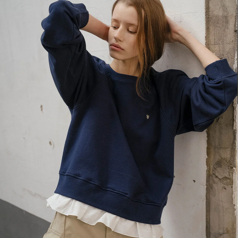 Lace heart sweatshirt _Navy