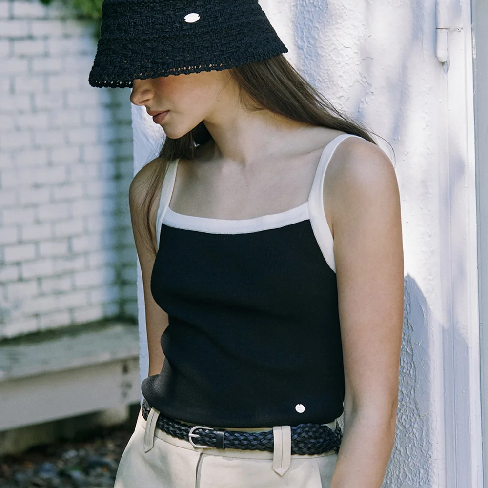 Color Block Sleeveless Knit - Black