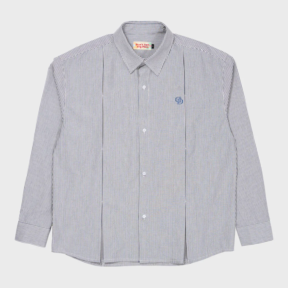 DAMP STRIPE WIDE SHIRT_NAVY