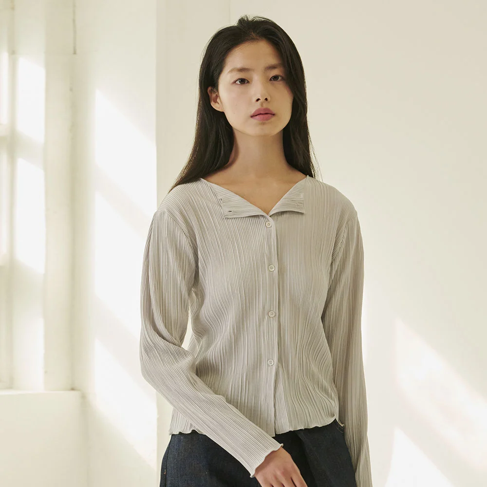 兩穿 雪紡衫 開襟外套 - 淺 灰色/ Two-Way Blouse Cardigan - L.Gray