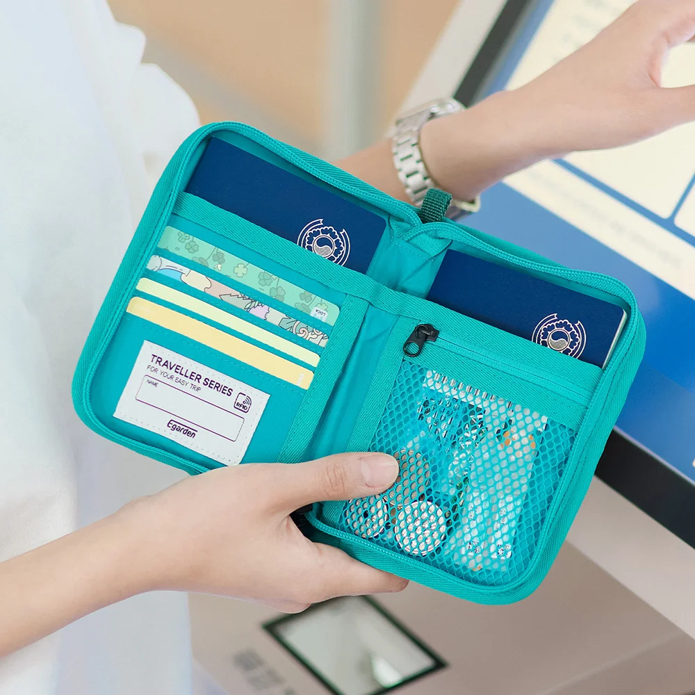 旅行者 護照 柔軟 RFID 防護 個人資料 保護 旅行錢包 護照 保護殼 銀包 - 薄荷綠
