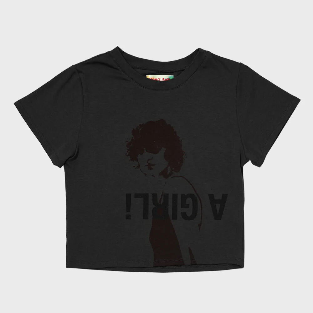 DAMP 'A GIRL!' CROP TOP_CHARCOAL