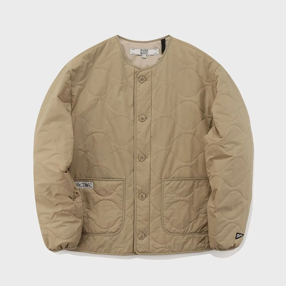NYC LABEL COLLARLESS QUILTING JACKET Warm Beige
