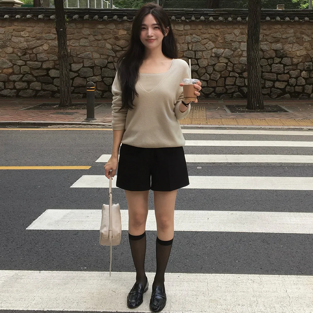Wool blend classic shorts _Black
