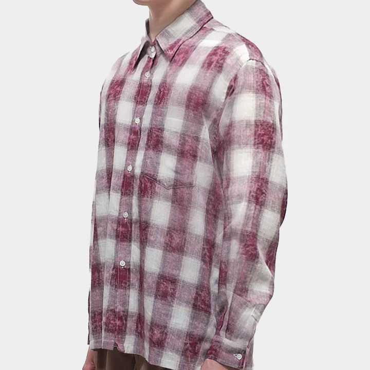 Vintage Washed Check Shirt (Wine)