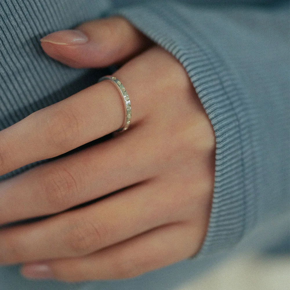Rough Textured Wish Ring Silver