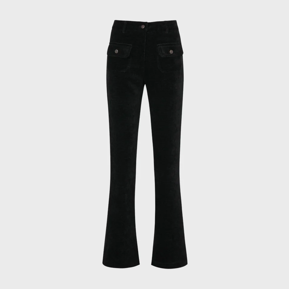 Linda Boots Cut Corduroy Pants (Black)