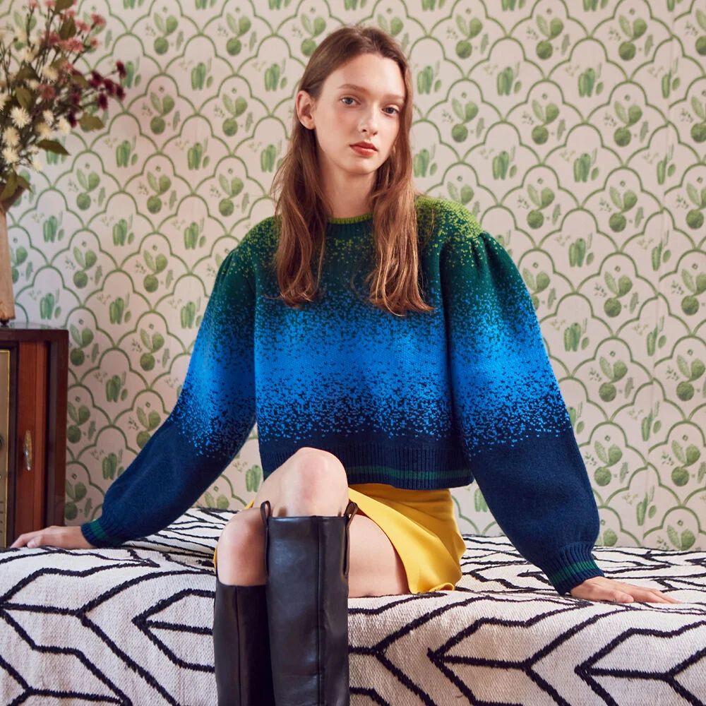 Gradation Crop Knit (Green)