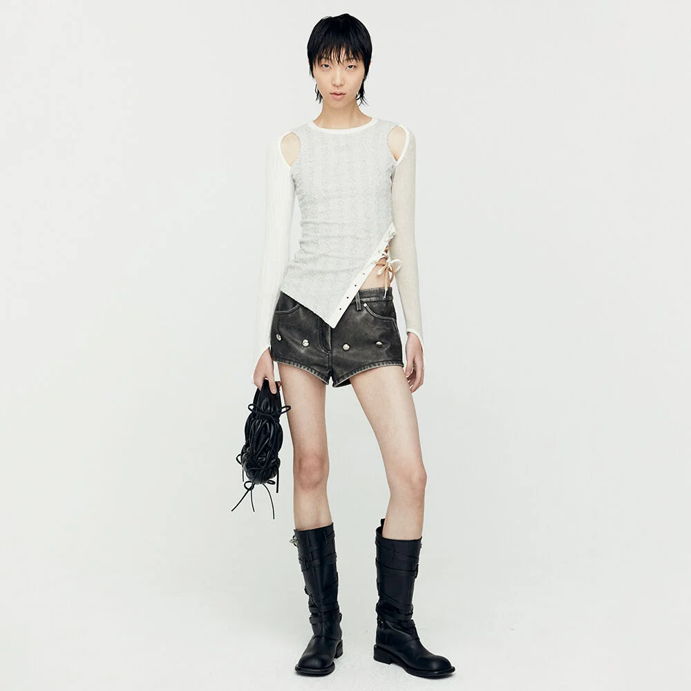 BRAIDS CUT-OUT TOP atb1179w(OATMEAL)