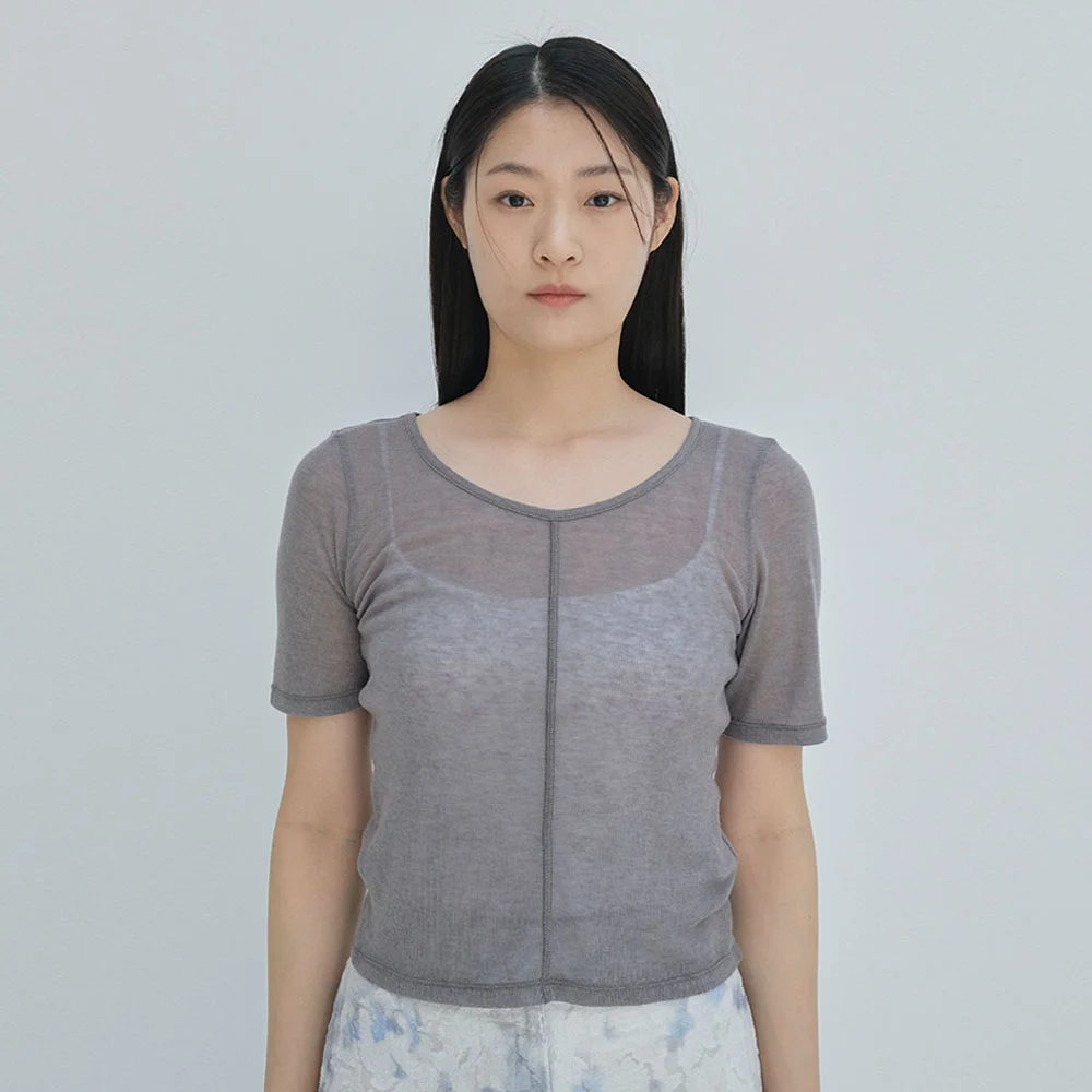 Sheer tencel t-shirt - Charcoal