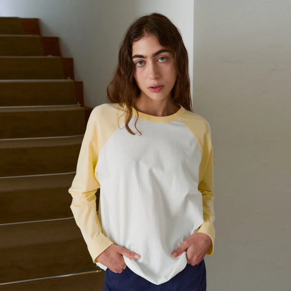 Soft Contrast Raglan Long Sleeve (Lemon)