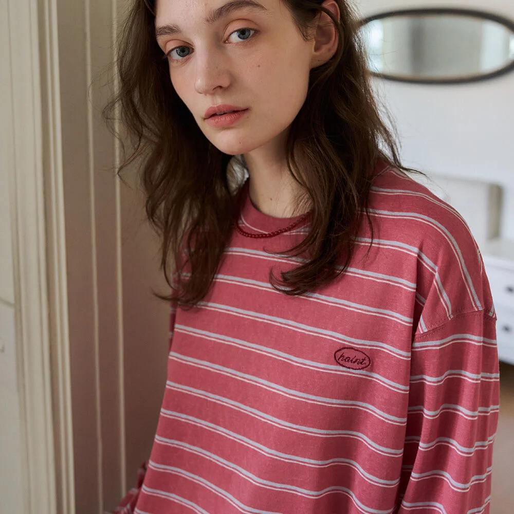 VETA TENCEL STRIPE LONG SLEEVE_BURGUNDY