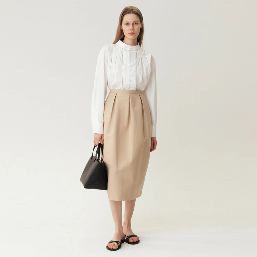 Voluminous Midi Skirt Beige