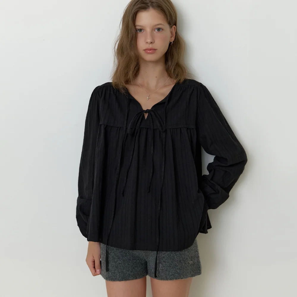 Florence ribbon blouse (black)