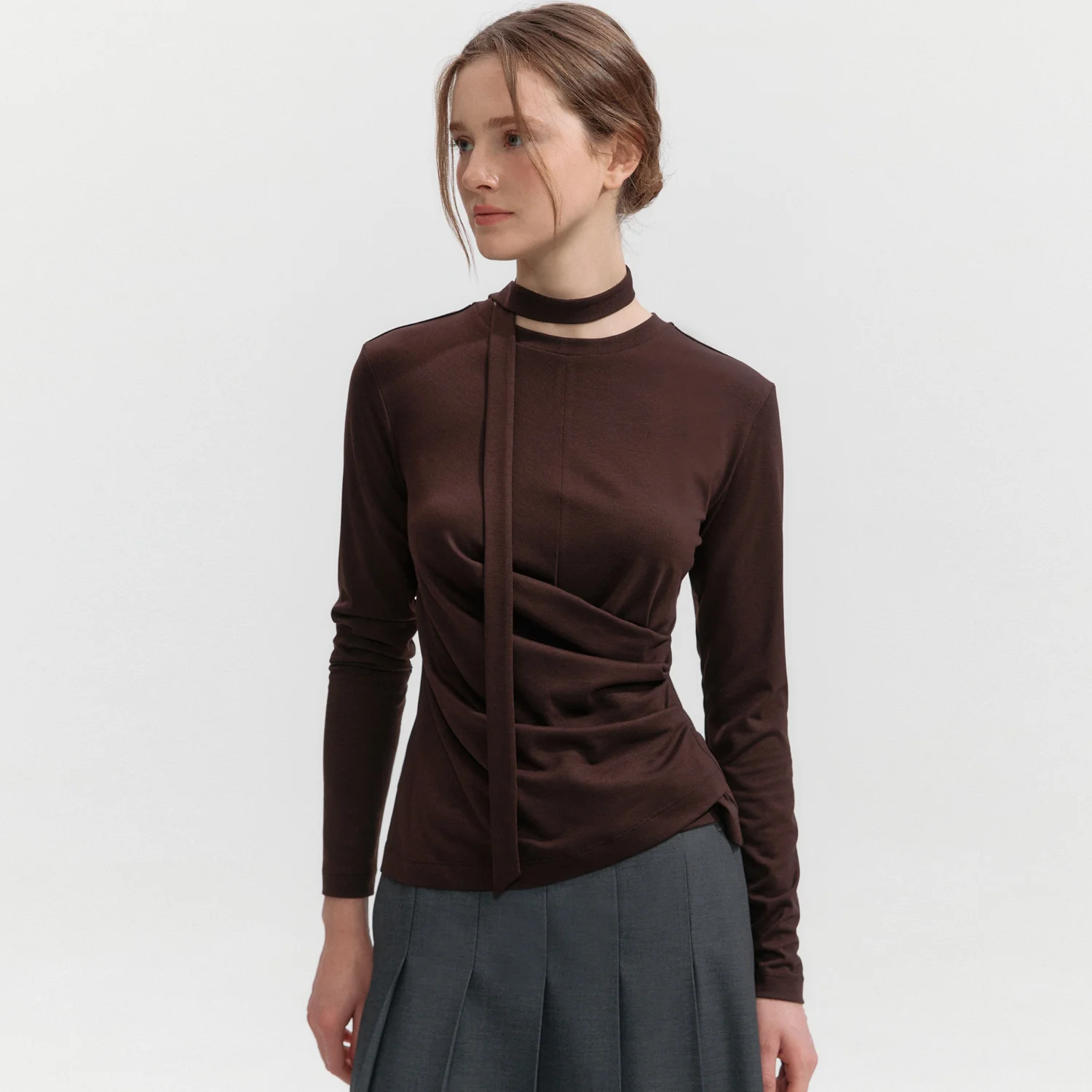 Twist Draped T-shirts WINE