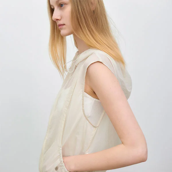 YU NYLON SHIRRING HOODY VEST (VT-0286)