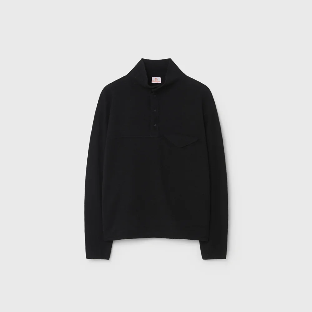 CASHMERE SNAP PULLOVER KNIT (BLACK)