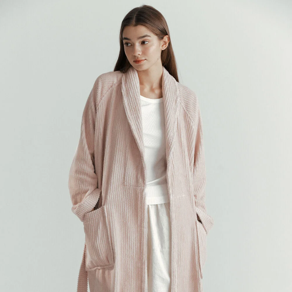 經典 條紋 沐浴 浴袍 - Piggy Pink (ONE SIZE)