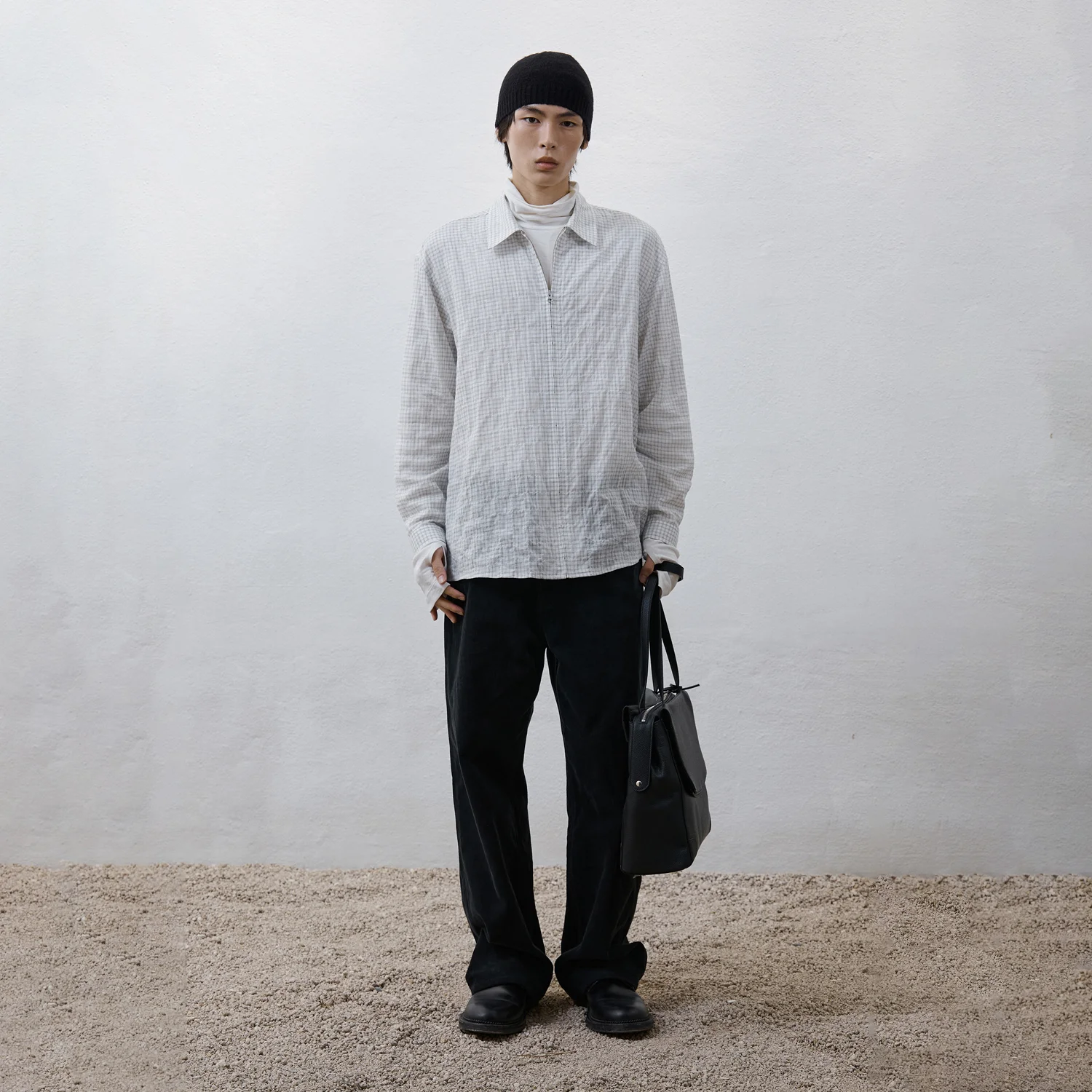 Zipped Shirt - Ivory Check