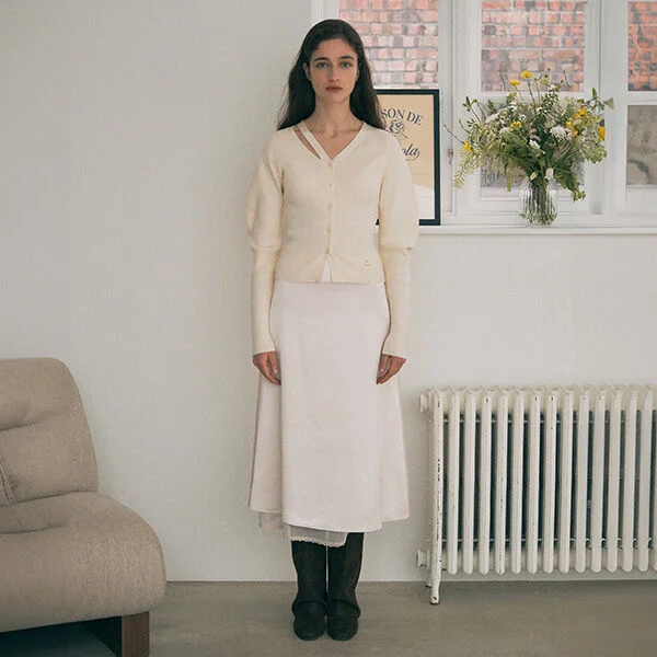 LACE SATIN SKIRT IVORY