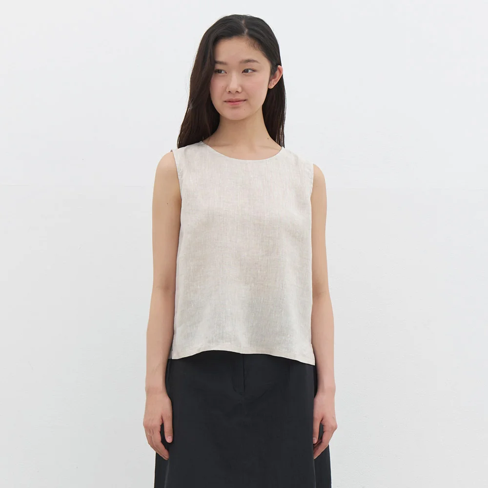 linen sleeveless blouse-cream