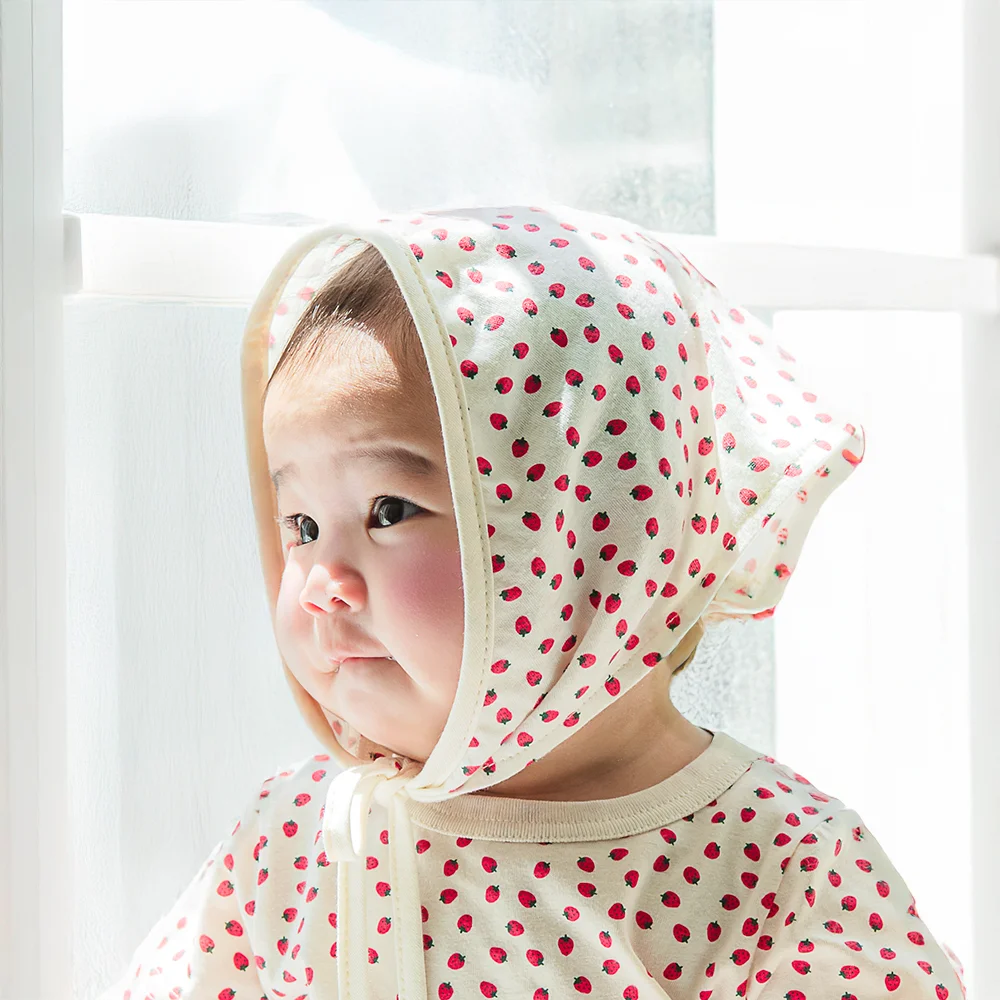 BUNNIE GARDEN 紅草莓 嬰兒 女帽 護髮 絲巾