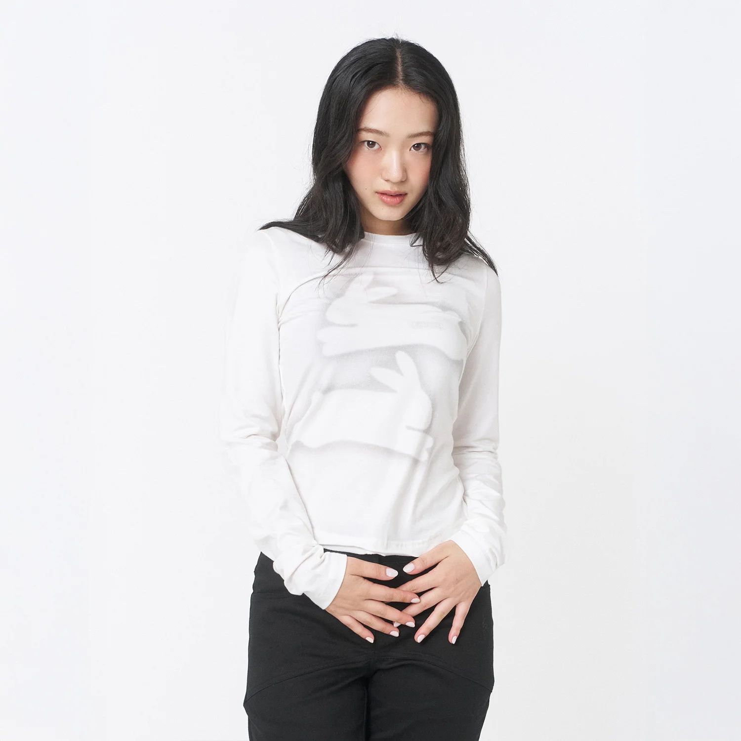 Twin rabbit long sleeves WHITE