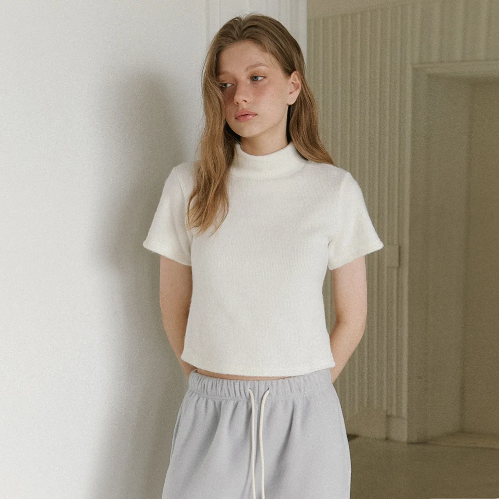 cozy turtleneck top - cream