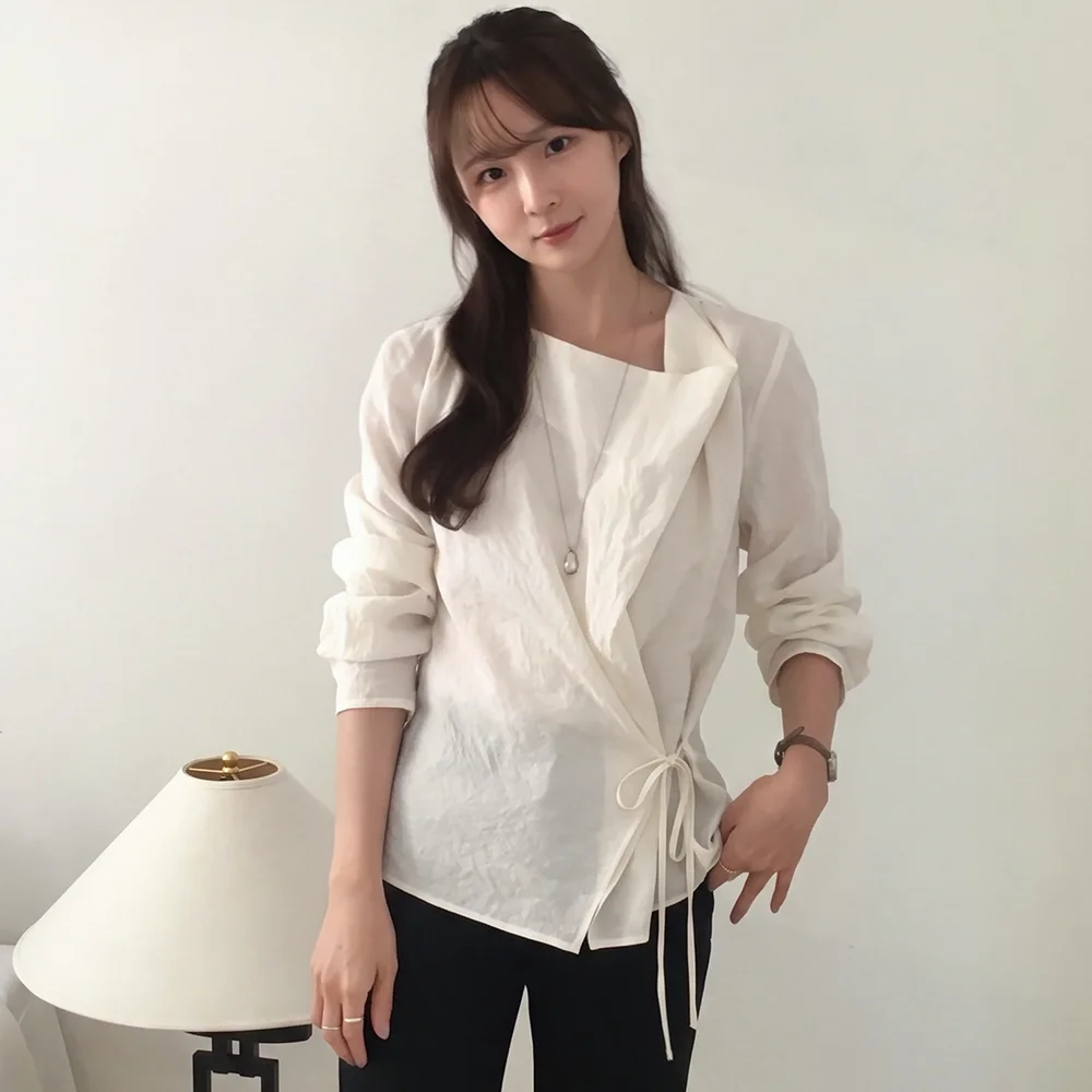 Modal cowl wrap blouse _Ivory