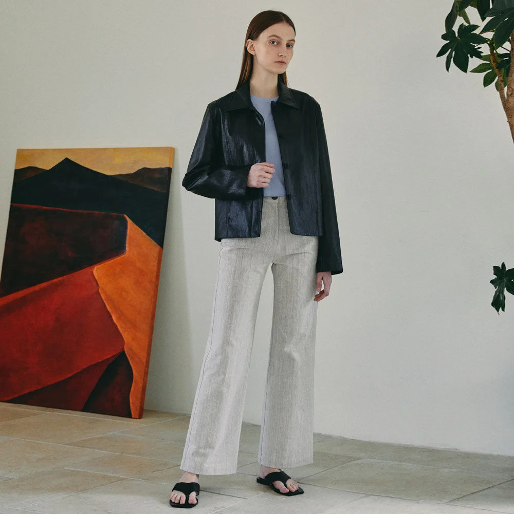 FADED STRAIGHT DENIM PANTS (IVORY)