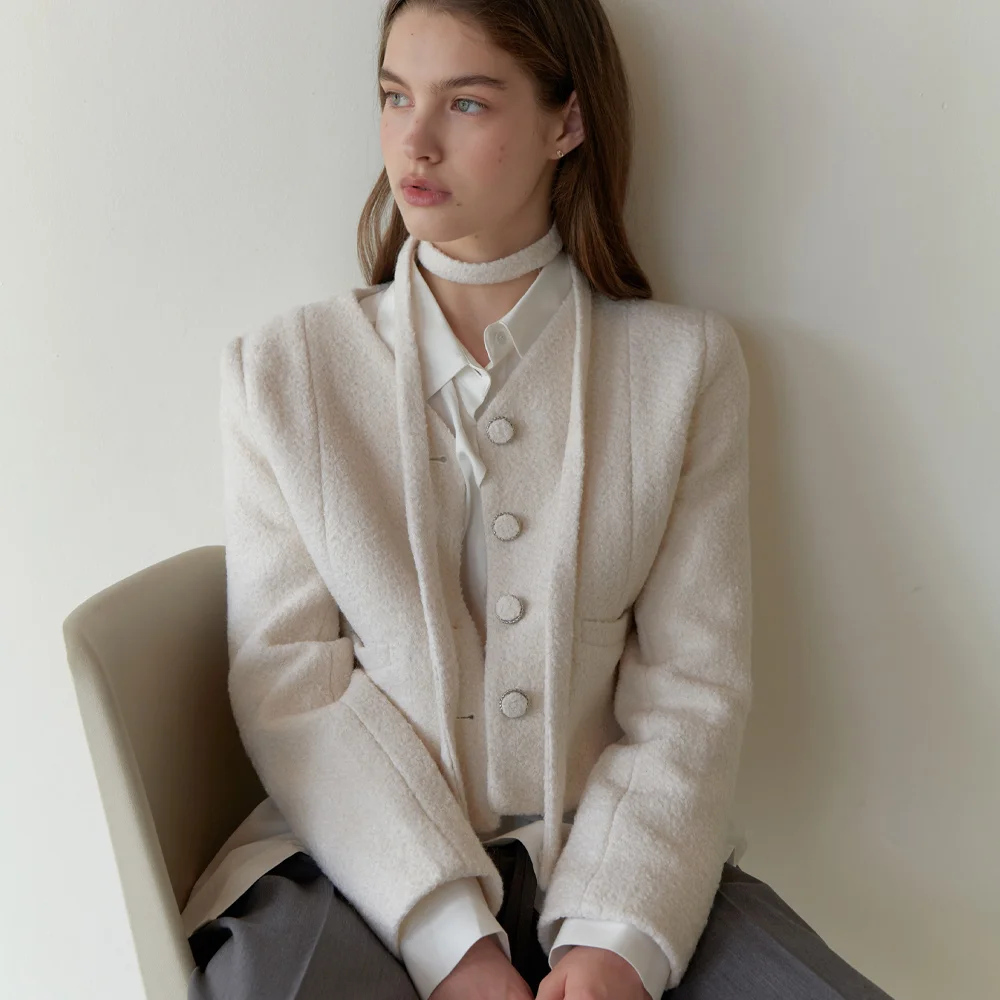 Curd tweed jacket (ivory)