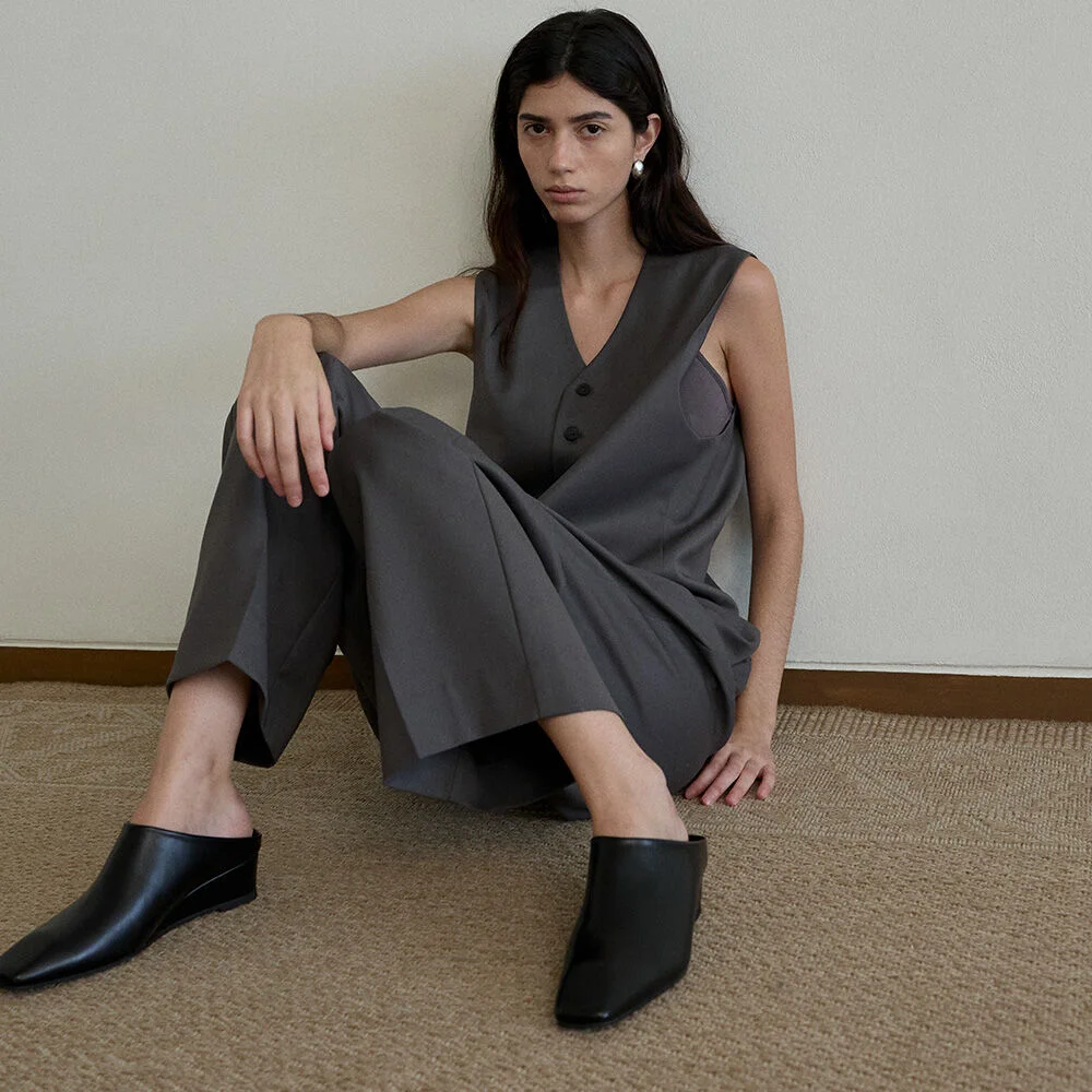 NOBEL Square Wedge Mules (3color)