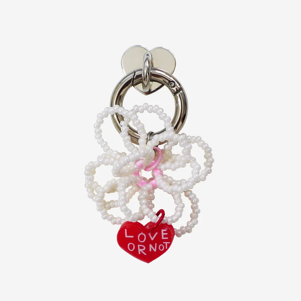 鑰匙扣&手機支架_Pearl Flower Beads Keyring&Tok