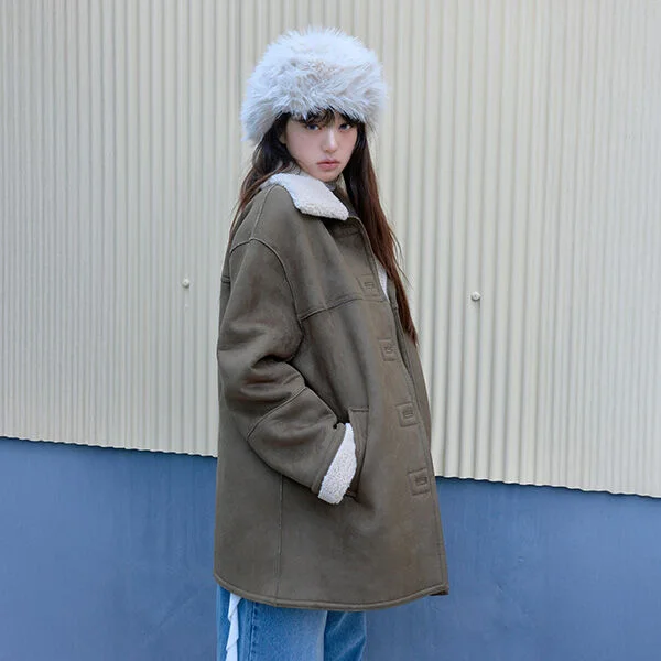 SUEDE SHEERING JACKET KHAKI
