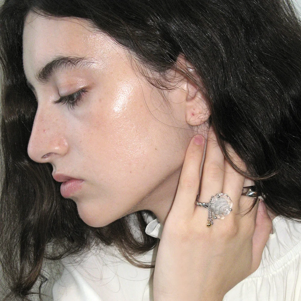Rose Drop Ring (Silver)
