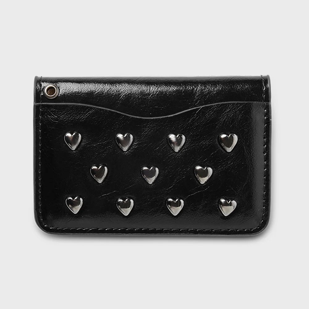 heart rivet cardholder (心形 鉚釘 卡片夾) - 黑色